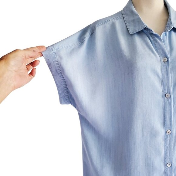 Soft Surroundings Je Veux 100% Lyocell Shirt Light Chambray Size S - Picture 6 of 16